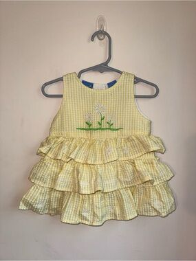 Yellow Gingham Ruffle Daisy Dress for Girls